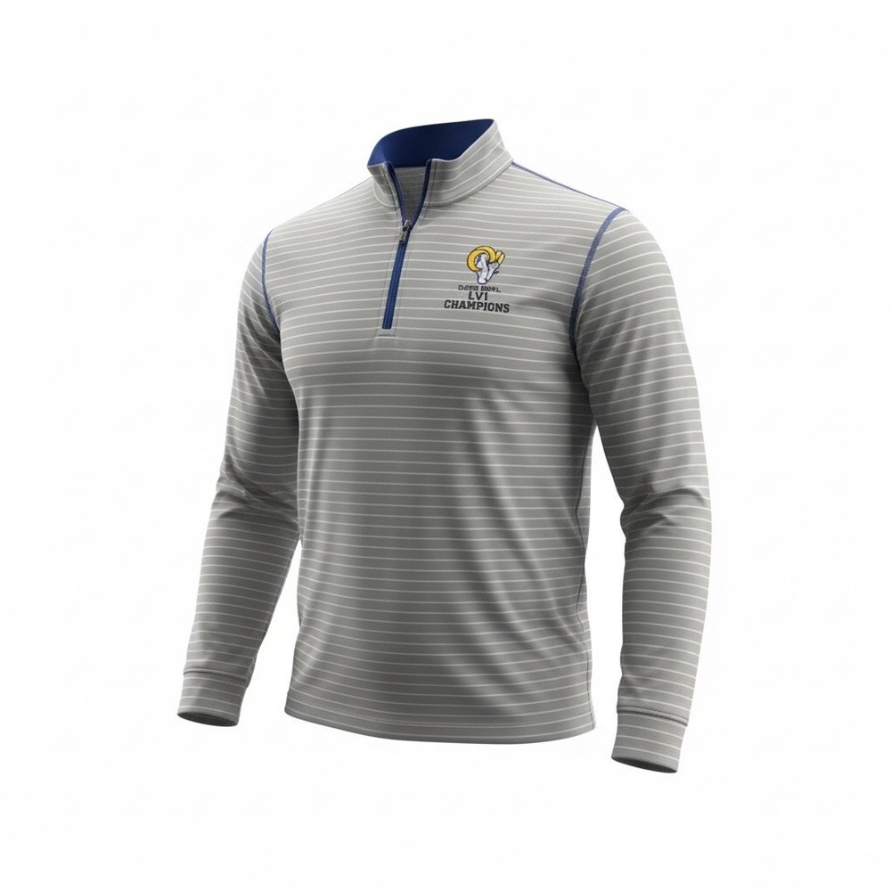 Cutter‎ & Buck LA Rams Super Bowl LVI Champions Quarter Zip Pullover Mens XL